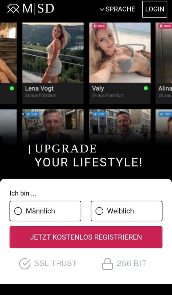 Screenshot der MySugardaddy Anmeldung im Test 2026