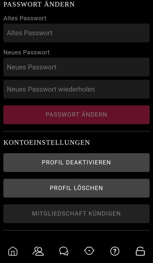 MySugardaddy Kündigung und Profil löschen in den Einstellungen